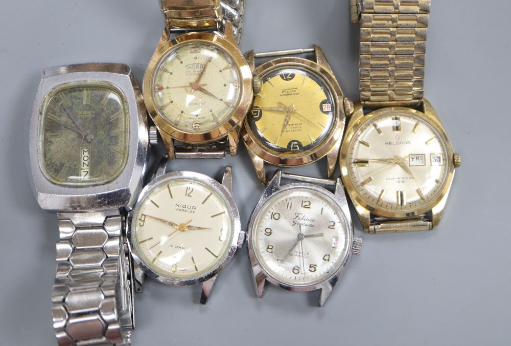 A Nidor Vibraflex watch and 5 wrist watches
